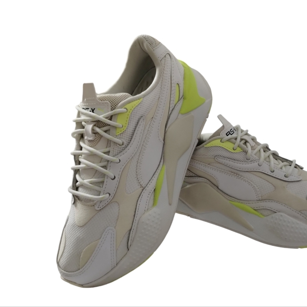 Puma RS X3 Fulo 374449-01 Big Kids White & Lemon Running‎ Sneaker 5.5 Athletic